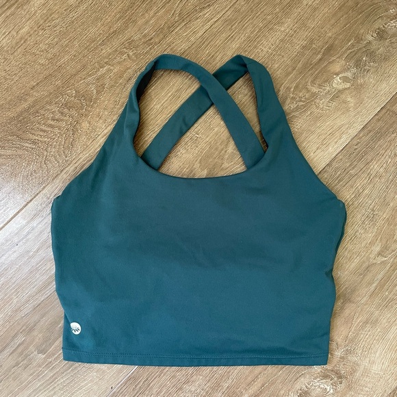 Senita Athletics Harmony Crop Top Sports Bra Pacific Teal Blue ~ Size Small - Picture 2 of 9